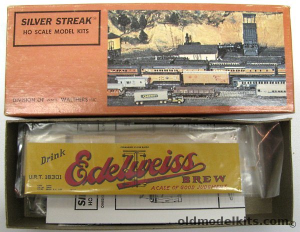 Silver Streak 1/87 40' Wood Sheathed Refrigerator Car - Edelweiss Beer - HO Craftsman Kit, 439 plastic model kit